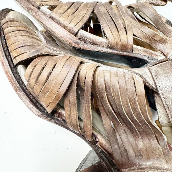 Arrow Bootie Stone Open Peep Toe Leather Ankle Buckle Freebird by Steven Size 6 - Picture 8 of 11